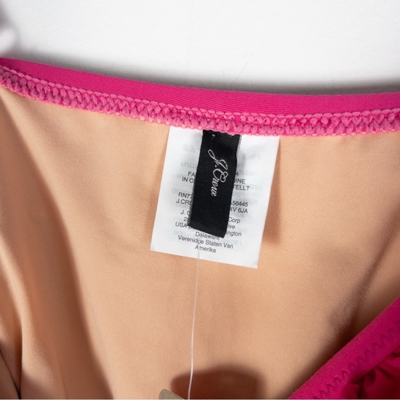 NWT J. Crew Pink Ruffle Plunge Deep V One Piece Swimsuit - Picture 10 of 12